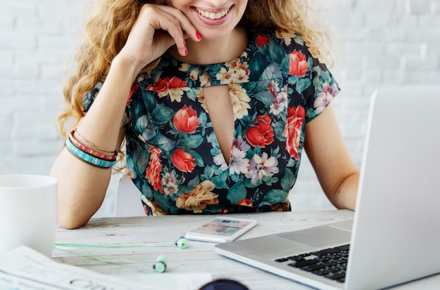 Woman using computer laptop