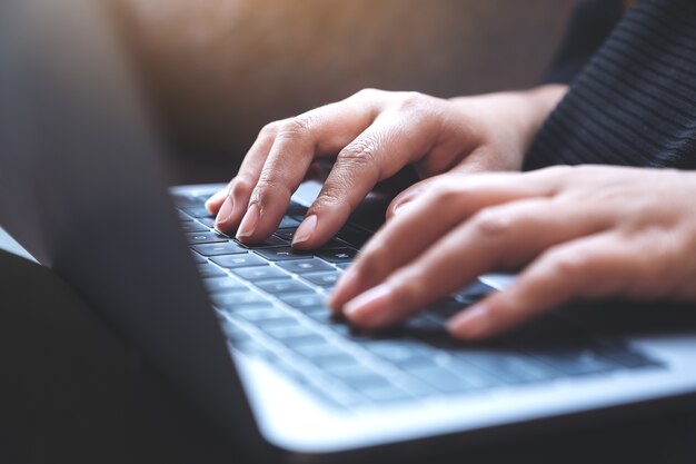 Woman using computer laptop