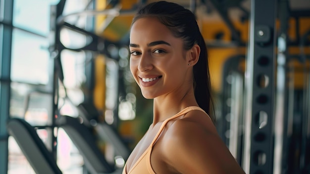 Woman Using Gym Machine