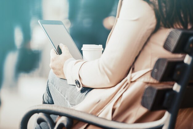 Woman using her digital tablet