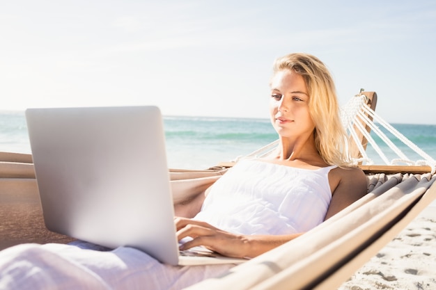 Woman using her laptop