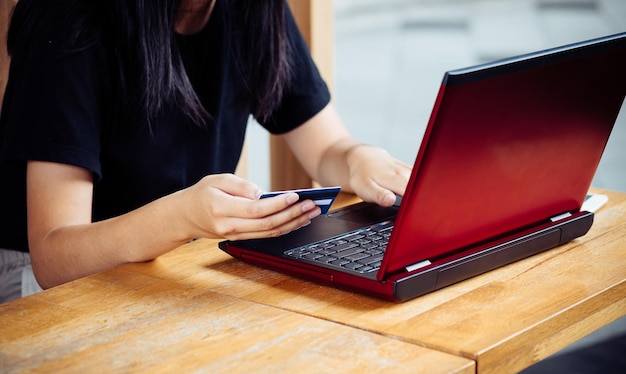 woman using laptop