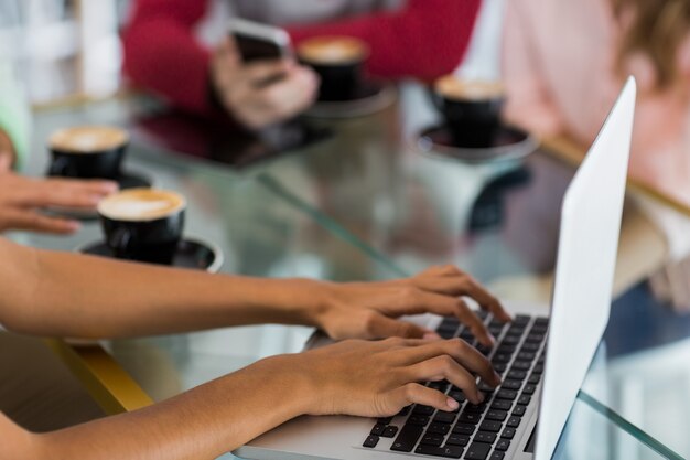 Woman using laptop