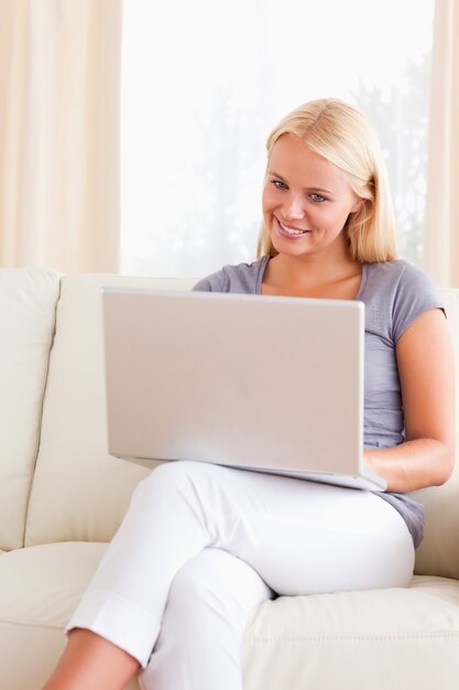 Woman using a laptop