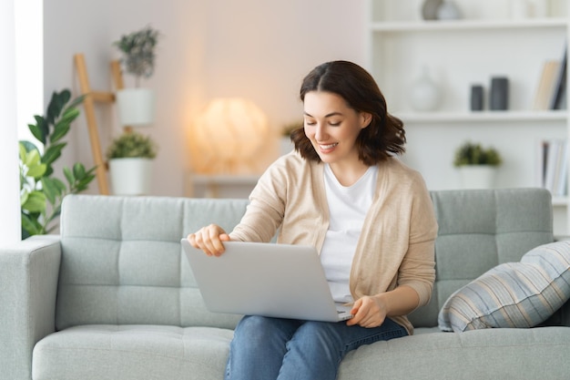 Woman using laptop