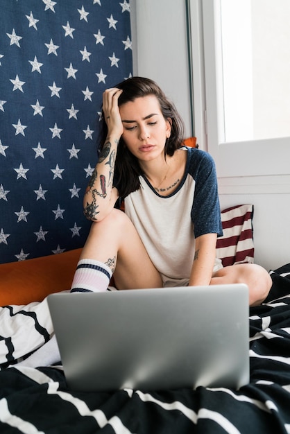 Woman using laptop