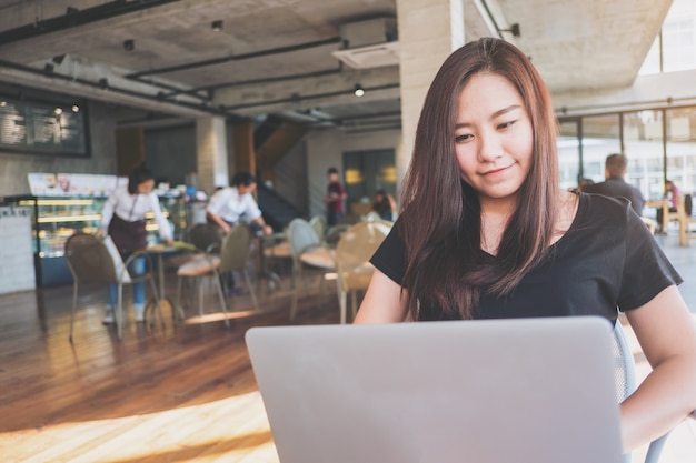 woman using laptop