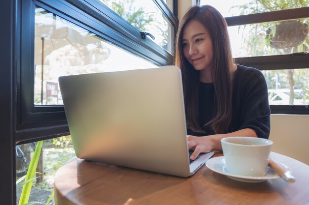 woman using laptop