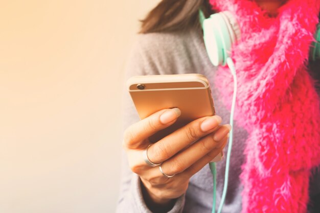 Woman using mobile phone, Technology lifestyle concept. 