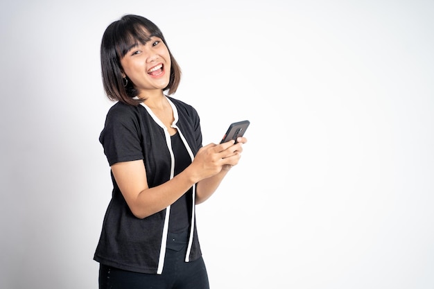 Woman using smart phone browsing on social media