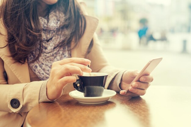 Woman using smart phone