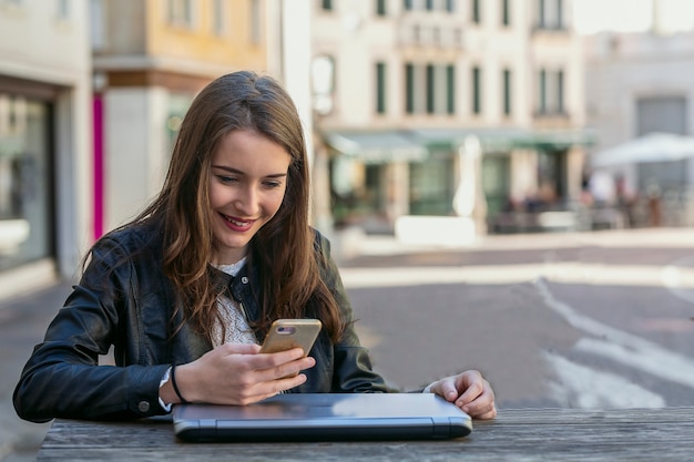 Woman using smartphone