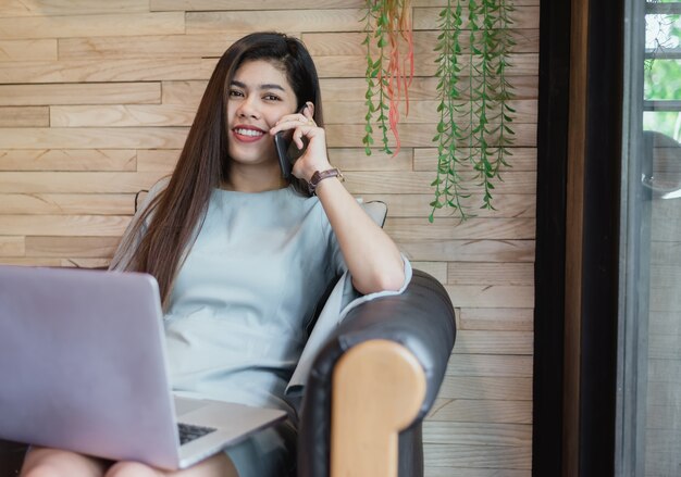 A woman using a smartphone