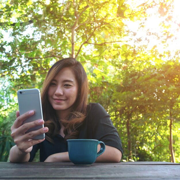 Woman using smartphone