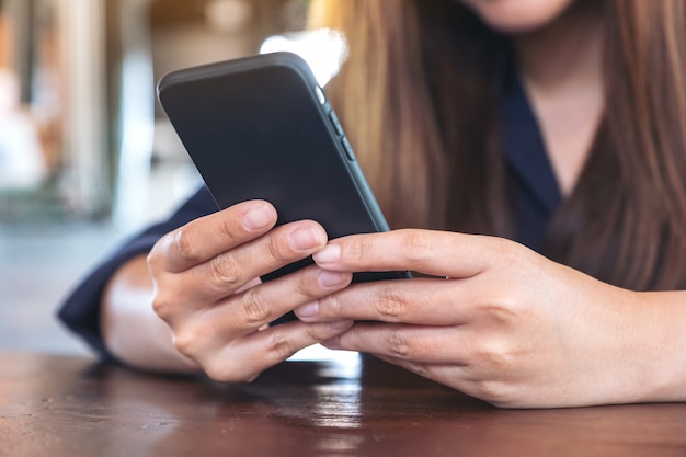 A woman using a smartphone