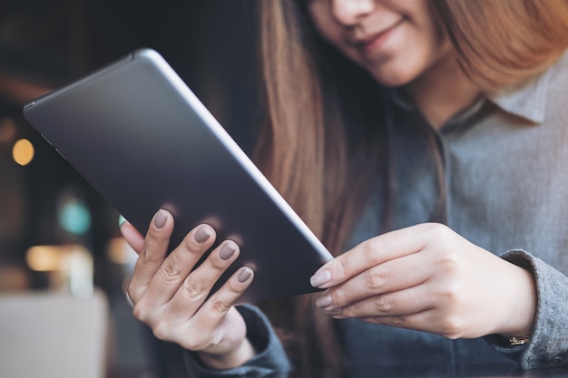 Woman using tablet pc