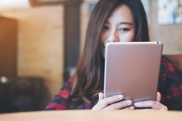 Woman using tablet pc