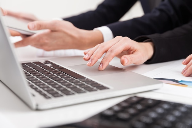 Woman using touchpad