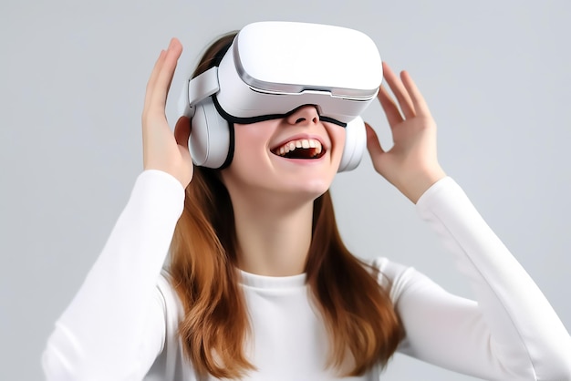 woman using vr device