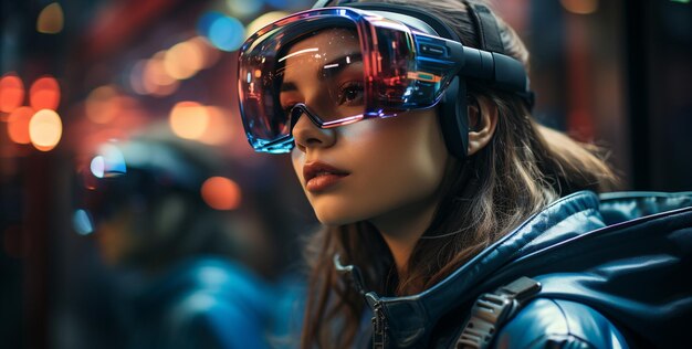 VR 안경을 쓰는 여자
