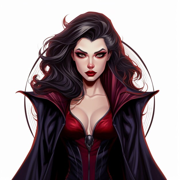 Woman Vampire 2d cartoon illustraton on white background