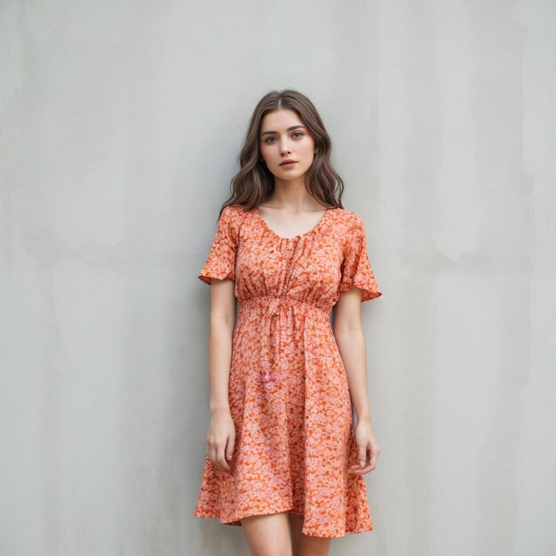 woman vibrant backdrop colorful dress