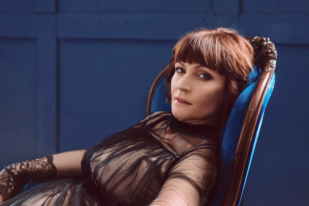 woman in vintage dress indoor