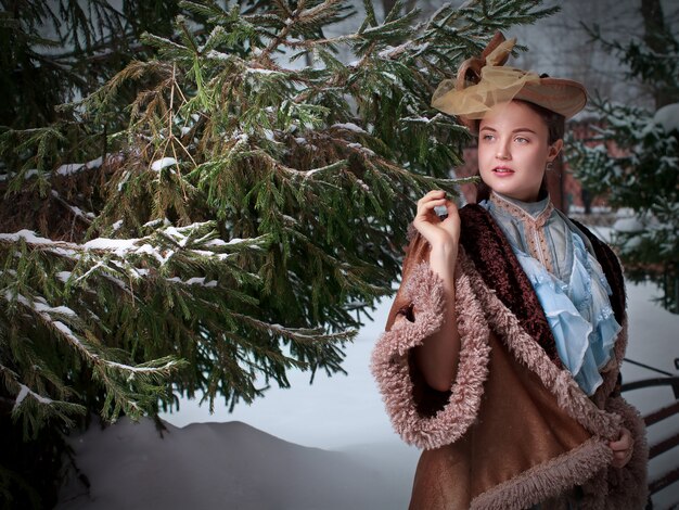 Woman in a vintage dress