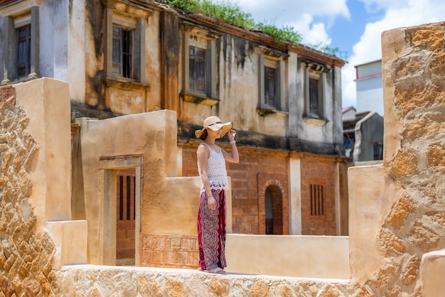 Woman visit Shamei old street in Kinmen