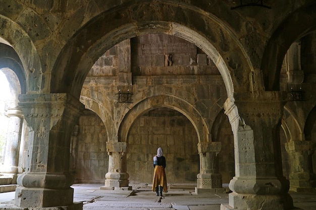 Woman Visiting the Medieval Sanahin Monastery in Lori Province of Armenia