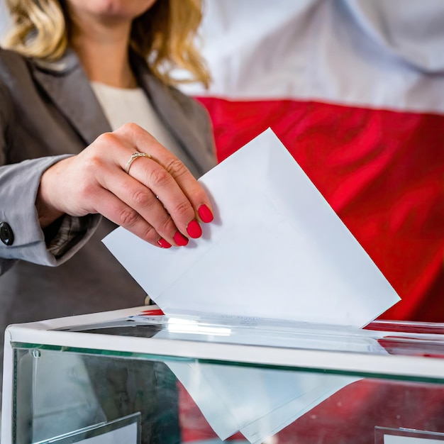 Woman Voting at Polish Polling Station