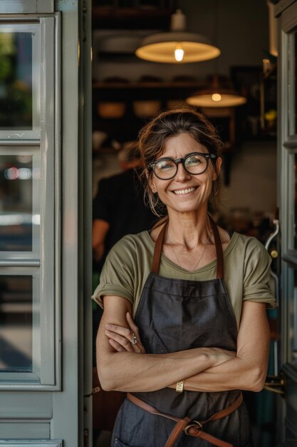 woman waiter portrait Generative AI