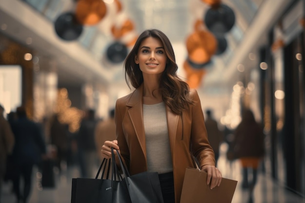 女性がショッピングモールで買い物をする生成AI