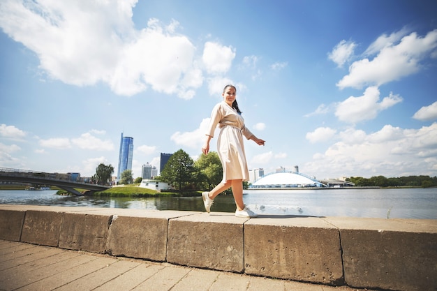 woman walking around the city