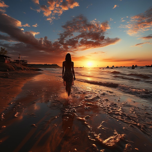 woman walking on the beach