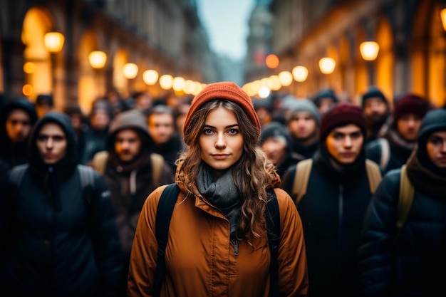 Woman walking in the citygenerative ai