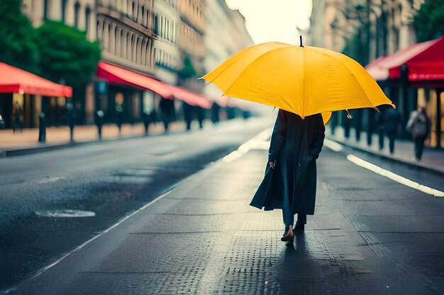 Foto una donna che cammina per strada con un ombrello.