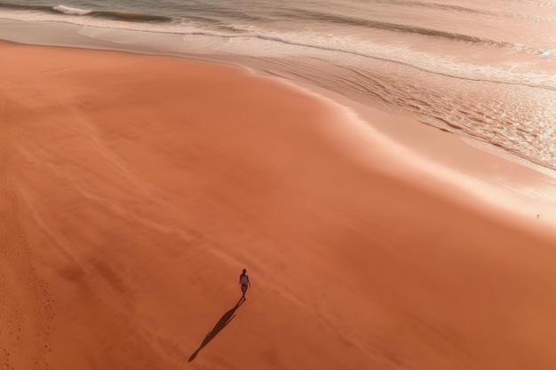 Woman walking on sand dunes of a beach alone