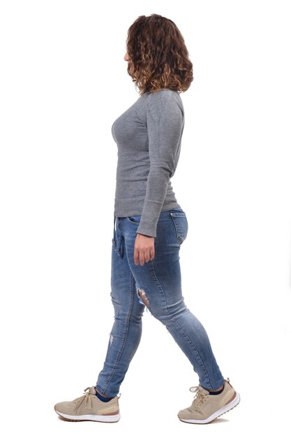 Woman walking with casual clohing