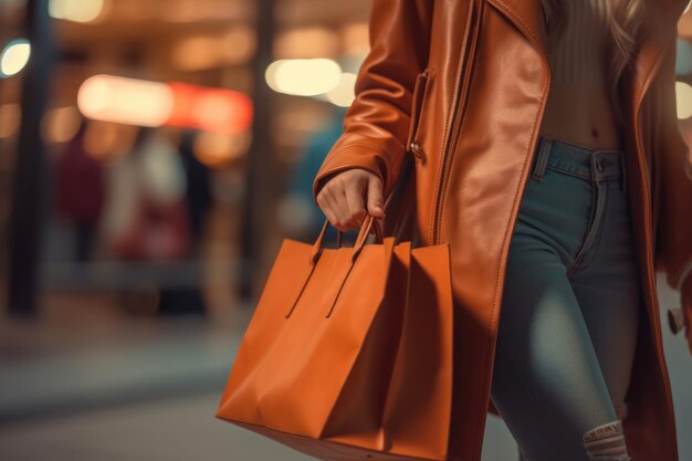 Woman walking with shopping bags