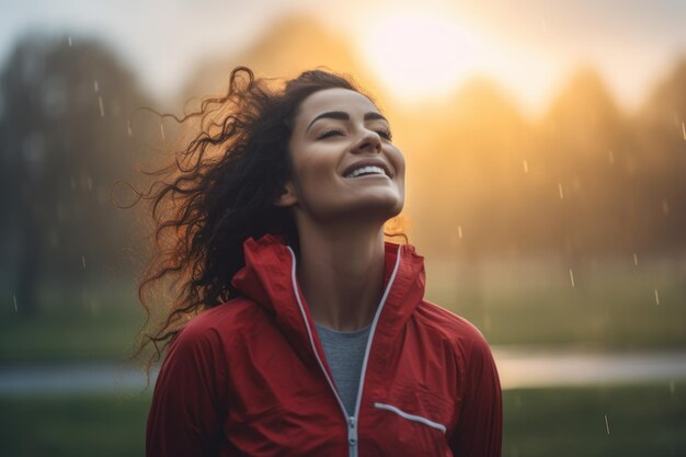 Woman warming up at morning Healthy workout Generate Ai