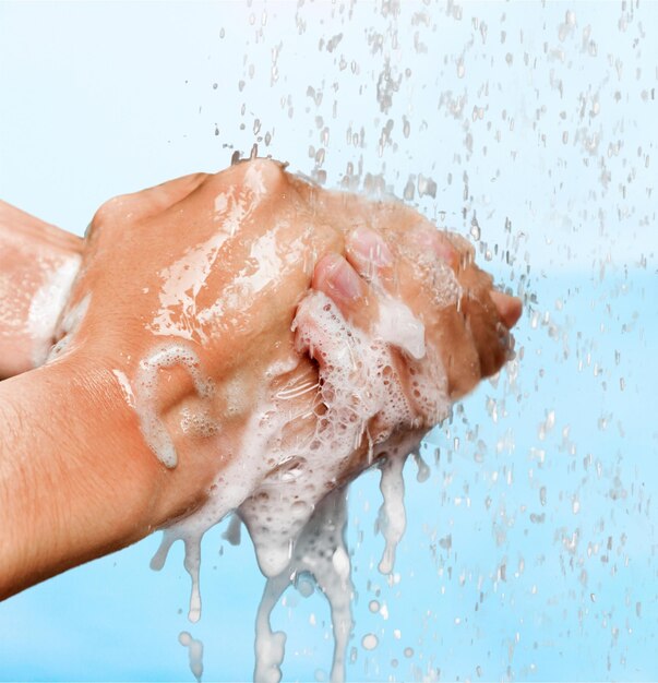 Woman Washing Her Hands on background