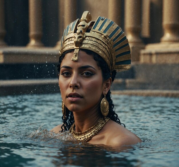 a woman in water with a crown and the word indian on it