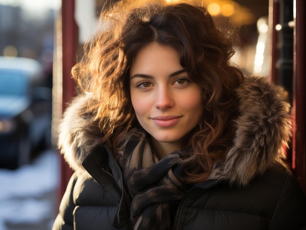 woman wearing a black coat