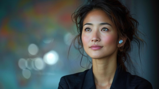 Woman Wearing Black Jacket and Earrings