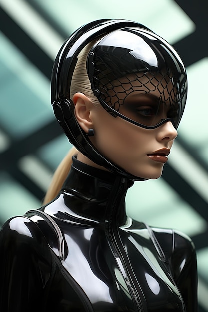 Premium AI Image | a woman wearing a black latex outfit