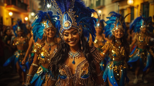 a woman wearing a blue hat with the name on it