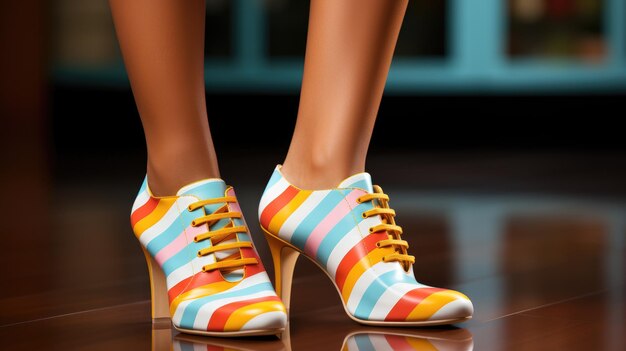 Woman wearing colorful socks and shoes