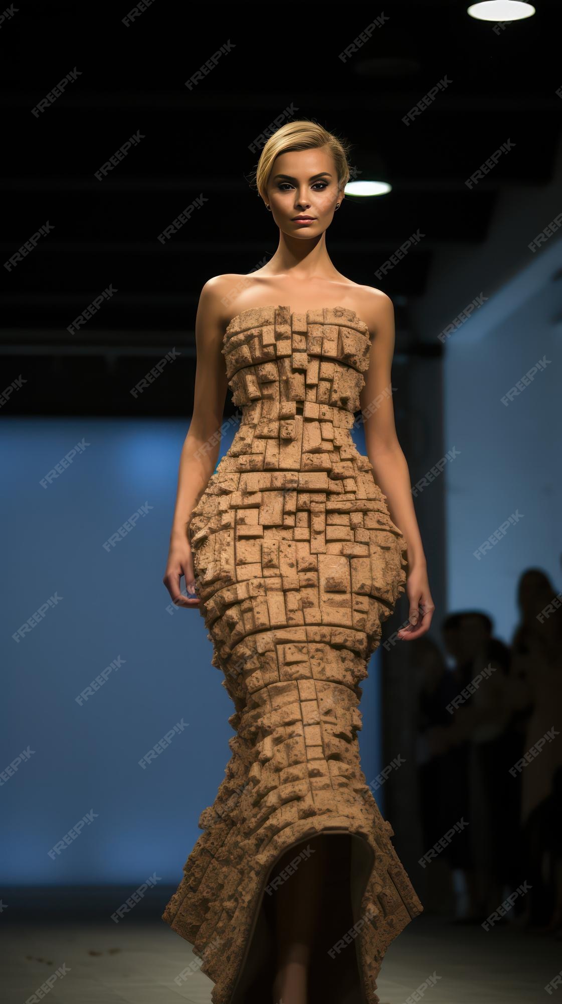Premium AI Image | Woman Wearing Cork Dress at Italian Fashion Show