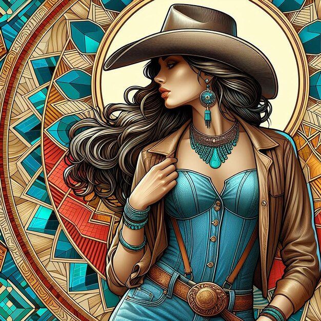 A woman wearing a cowboy hat